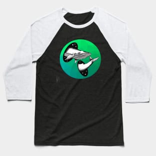 Surreal Whale- Green Baseball T-Shirt